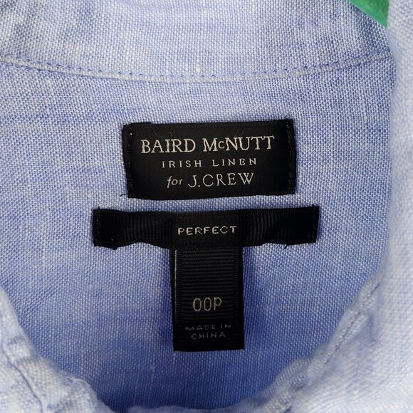 J. Crew Baird McNutt Irish Linen Perfect Button Up Shirt Blue 00P - Picture 7 of 10